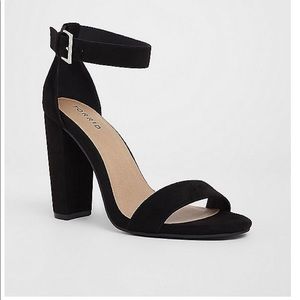 Black Ankle Strap Tapered Heel